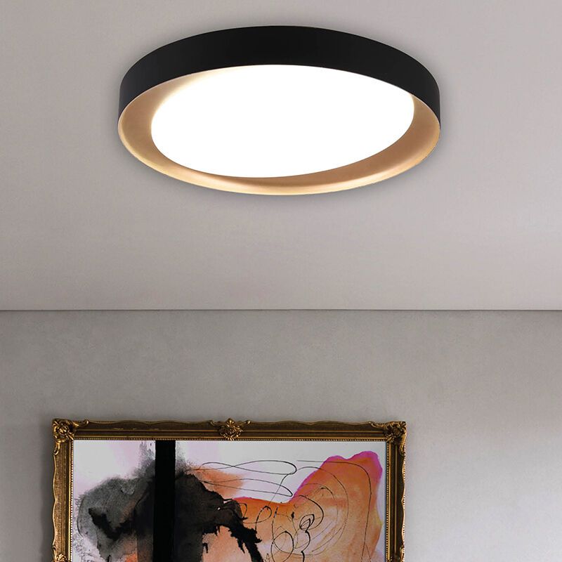 Czarny plafon sufitowy nowoczesny, Joas, 24W, regulowana ciepła do zimnej bieli LED, z pilot Czarny plafon sufitowy nowoczesny, Joas, 24W, regulowana ciepła do zimnej bieli LED, z pilot