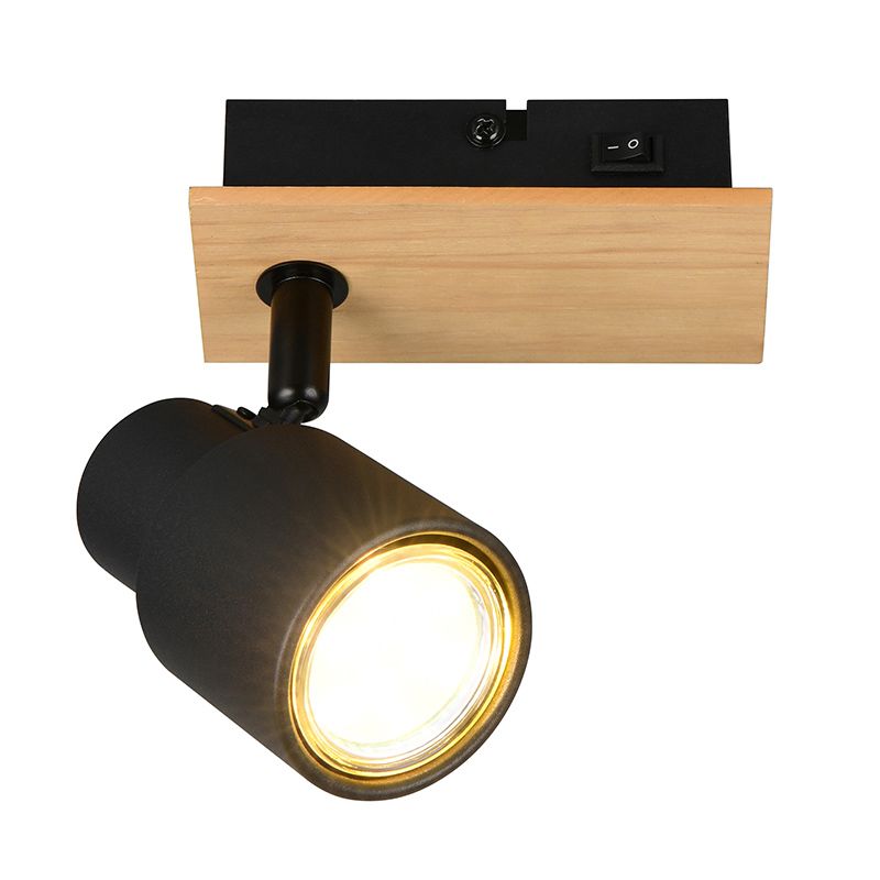 Czarny reflektor ścienny nowoczesny, Rajeev, z przełącznik