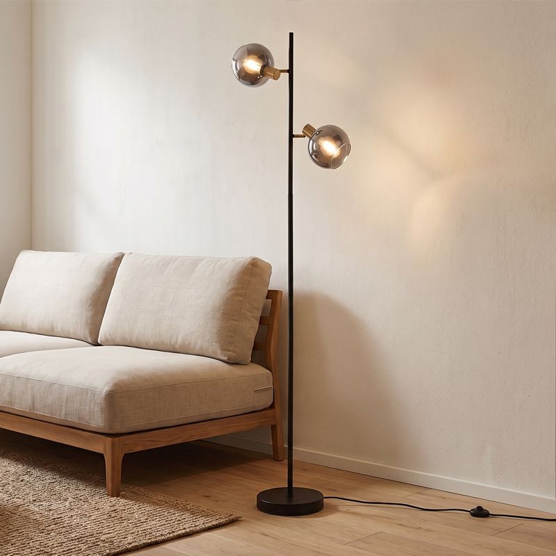 Nowoczesna lampa stojąca szara, Avery, z przełącznik Nowoczesna lampa stojąca szara, Avery, z przełącznik