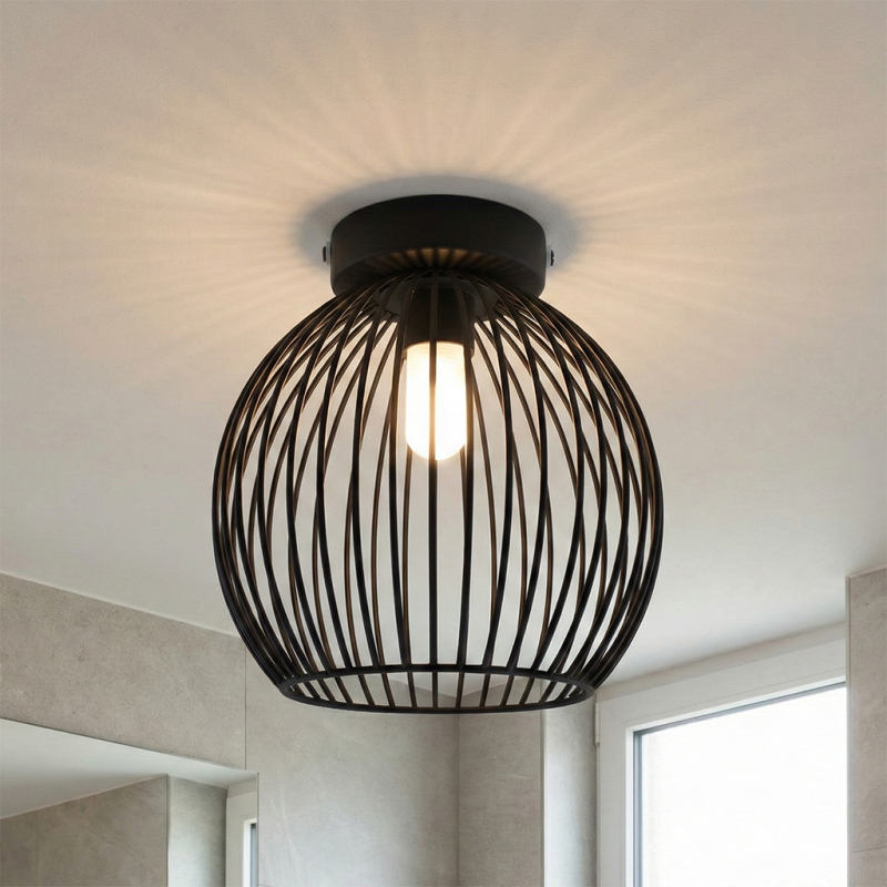 Industrialna lampa łazienkowa sufitowa czarna, Wiro, IP44