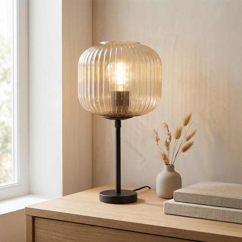 Design lampa stołowa bursztynowa, Charlois, z przełącznik