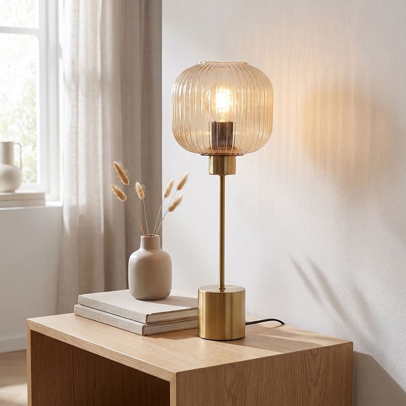 Design lampa stołowa bursztynowa, Charlois, z przełącznik Design lampa stołowa bursztynowa, Charlois, z przełącznik