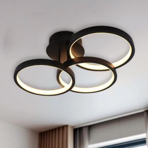 Nowoczesna lampa sufitowa czarna, Giorgio, 30W, 2700K LED, ściemniana w 3 krokach