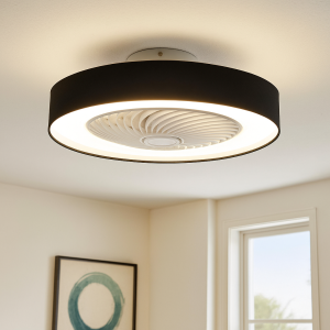 Nowoczesny wentylator sufitowy czarny, Huub, 40W, 3000K LED, z pilot