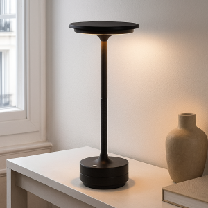 Nowoczesna lampa stolowa akumulatorowa czarna, Arvind, 3W, regulowana ciepla do zimnej bieli LED, z przelacznik