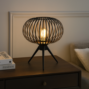 Industrialna lampa stołowa czarna, Lieve, z przełącznik