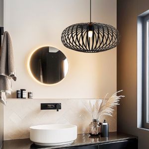 Industrialna lampa łazienkowa wisząca czarna, Lieve, IP44