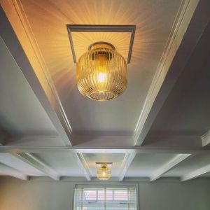 Retro lampa sufitowa bursztynowa, Charlois