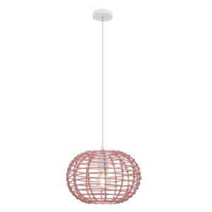 Rattanowa lampa wisząca różowa, Roza