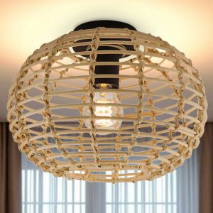 Rattanowa lampa sufitowa brązowa, Roza