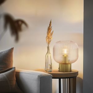 Retro lampa stołowa różowa, Charlois, z przełącznik