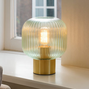Design lampa stołowa zielona, Charlois, z przełącznik