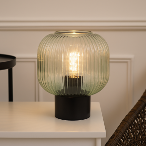 Design lampa stołowa zielona, Charlois, z przełącznik
