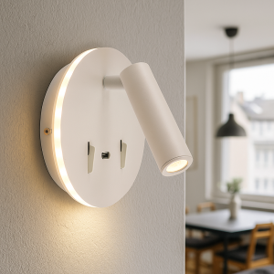 Nowoczesny kinkiet biały, Alec, 9W, 3000K LED, z przełącznik