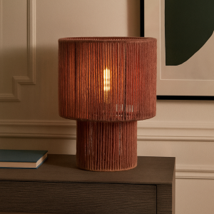 Rustykalna lampa stołowa czerwona, Sanny, z przełącznik