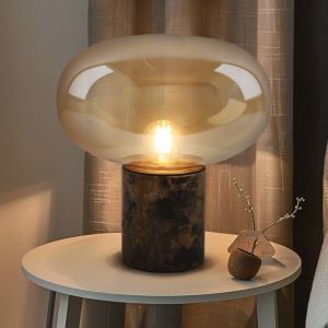 Marmurowa lampa stołowa bursztynowa, Alan, z przełącznik