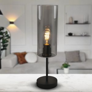 Nowoczesna lampa stołowa szara, Gaya, z przełącznik