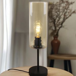 Nowoczesna lampa stołowa bursztynowa, Gaya, z przełącznik