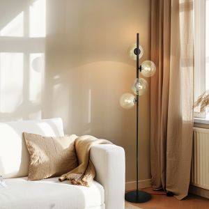 Design lampa stojąca bursztynowa, Remo, z przełącznik