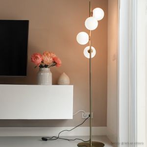 Design lampa stojąca biała, Remo, z przełącznik