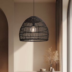 Rattanowa lampa wisząca czarna, Rosa