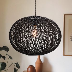 Bambusowa lampa wisząca czarna, Florine