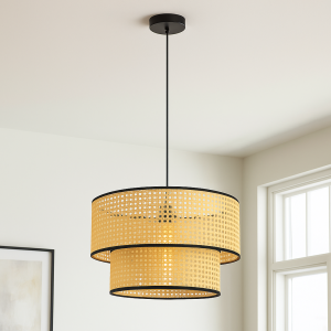 Rattanowa lampa wisząca brązowa, Kirsten