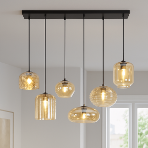 Nowoczesna lampa wisząca bursztynowa, Caia