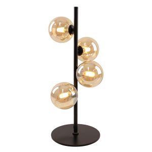 Design lampa stołowa bursztynowa, Remo, z przełącznik