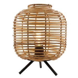 Rattanowa lampa stołowa brązowa, Pinar, z przełącznik