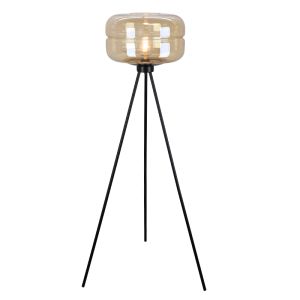 Retro lampa stojąca bursztynowa, Sean, z przełącznik
