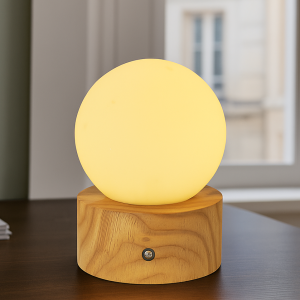 Drewniana lampa stołowa baza, Tiddo, 2W, dim to warm LED, z przełącznik