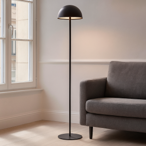 Retro lampa stojąca czarna, Douwe, 4W, dim to warm LED, z dotykowy ściemniacz