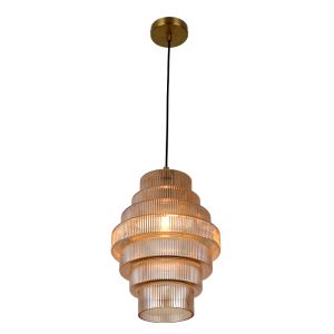 Retro lampa wisząca bursztynowa, Paris
