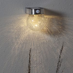 Szklany kinkiet solarny zewnętrzny przezroczysty, Amke, 0,25W, 3000K LED, IP44