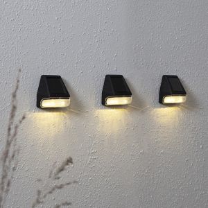 3-pack lampy słoneczne ścienne Ammar, czarne, z czujnikiem zmierzchu
