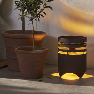 Plastikowa lampa stołowa ogrodowa brązowa, Aidan, 0,3W, 3000K LED, IP44