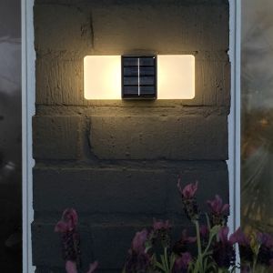 Plastikowy kinkiet solarny zewnętrzny biały, Amier, 0,3W, 3000K LED, IP44