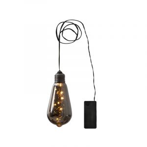 Lampa Edisona ze szkła dymionego, na akumulator