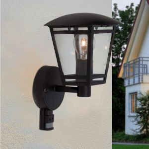 Nowoczesny kinkiet zewnętrzny z czujnikiem ruchu czarny, Jedidjah, IP44