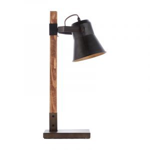 Drewniana lampa stołowa brązowa, Audrey, z przełącznik