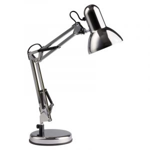 Industrialna lampa biurkowa chromowana, Naline, z przełącznik