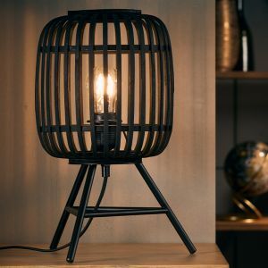 Drewniana lampa stołowa czarna, Brain
