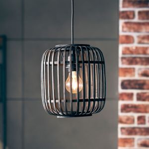 Drewniana lampa wisząca czarna, Brain
