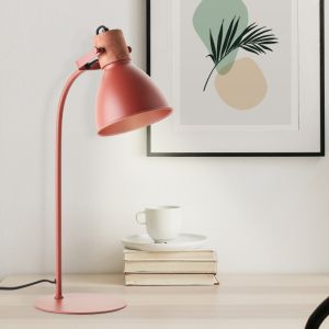 Rustykalna lampa stołowa czerwona, Thalina, z przełącznik