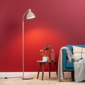 Rustykalna lampa stojąca ciemnoszara, Thalina, z przełącznik