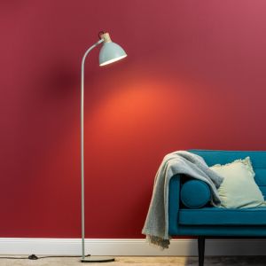 Rustykalna lampa stojąca zielona, Thalina, z przełącznik