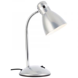 Plastikowa lampa biurkowa srebrna, Santana, z przełącznik