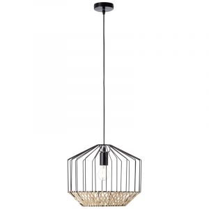 Drewniana lampa wisząca czarna, Luisa