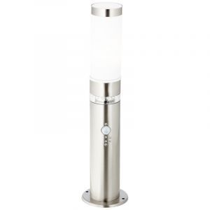 Plastikowa lampa podłogowa zewnętrzna z czujnikiem zmierzchu chromowana, Sage, 2W, 3000K LED, IP44